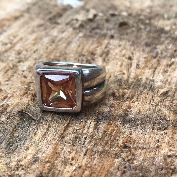 CZ Yellow Sterling Silver Men’s Ring - Picture 2 of 8